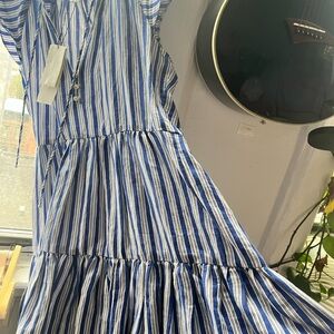 Blue and White Striped Dress